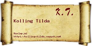 Kolling Tilda névjegykártya